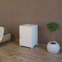 Bed side table with adjustable shelf and door